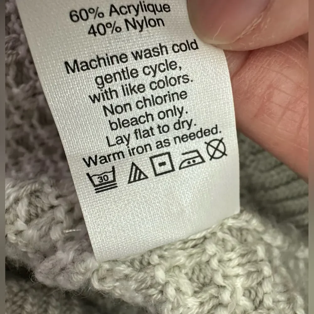 J Crew Textured Turtleneck Winter Knit Sweater SMALL H3909 Grey Gray